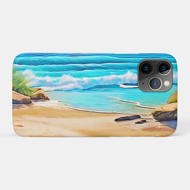Capa Para iPhone 11 Pro Sunny Beach Waves Design (Verso (horizontal))