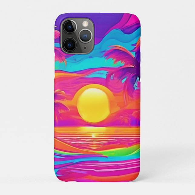 Capa Para iPhone 11 Pro Sunset Azul e Laranja (Verso)