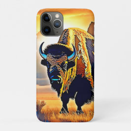Capa Para iPhone 11 Pro Sunset Mountain Bison Art Design