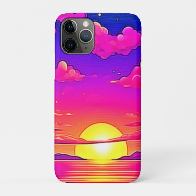 Capa Para iPhone 11 Pro Sunset Rosa e Roxo (Verso)