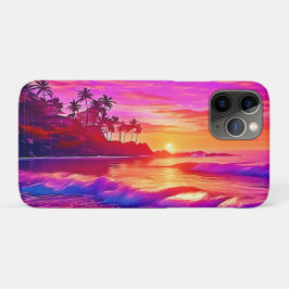 Capa Para iPhone 11 Pro Sunset tropical: Arte com brilho na praia