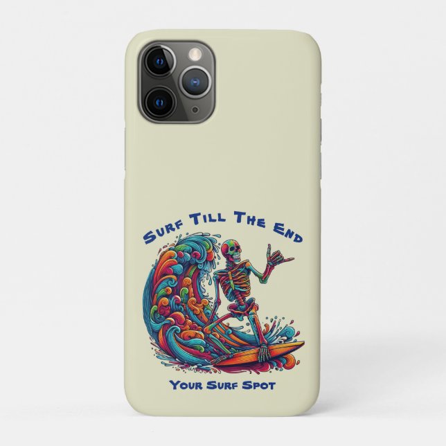 Capa Para iPhone 11 Pro Surfista Colorida do Esqueleto (Verso)