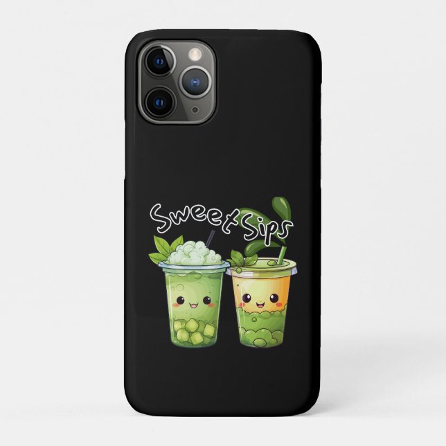 Capa Para iPhone 11 Pro Sweet Sips Kawaii Duo de Chá de Bolha (Verso)