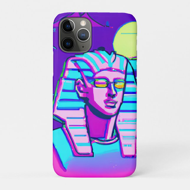 Capa Para iPhone 11 Pro Synthwave Pharaoh (Verso)