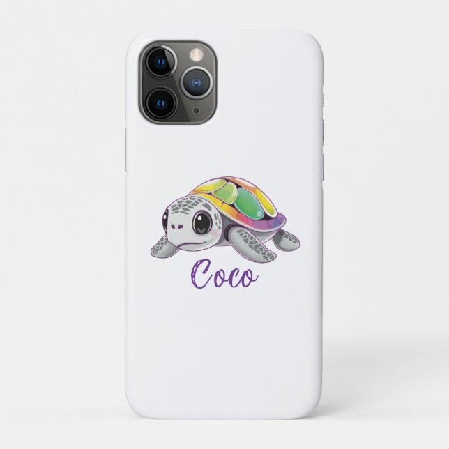 Capa Para iPhone 11 Pro Tartaruga Marinha Explosão de Cor (Verso)