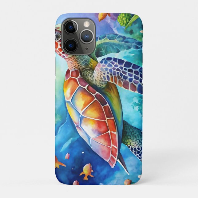 Capa Para iPhone 11 Pro Tartaruga Marinha Pintada (Verso)