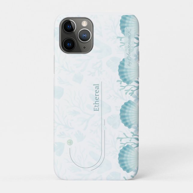 Capa Para iPhone 11 Pro Teal Oceanic Pearls Personalised  (Verso)