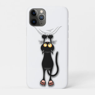 Capa Para iPhone 11 Pro Tecido de Arranque de Caracteres Engraçado de Cat