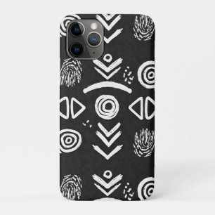 Capa Para iPhone 11 Pro Tecido de Lama Ousado – Padrão Preto e Branco