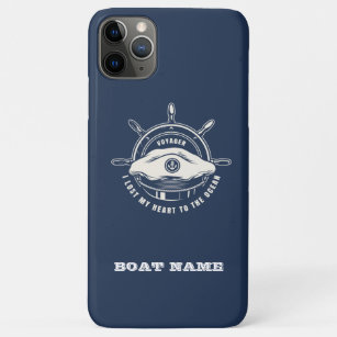 Capa Para iPhone 11 Pro Max Tema Náutico Nome do Barco Marinho Azul