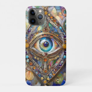 Capa Para iPhone 11 Pro Terceiro Olho em Vidro Colorido e Bronze