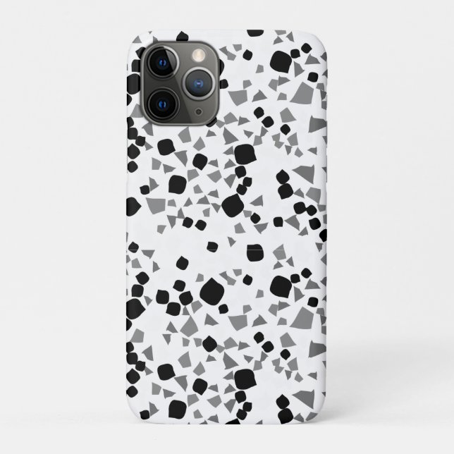 Capa Para iPhone 11 Pro Terrazzo preto e branco Mínimo moderno (Verso)