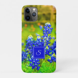 Capa Para iPhone 11 Pro Texas Bluebonnets Floral Monogramas Blue e Orange