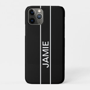 Capa Para iPhone 11 Pro Texto personalizável   Preto e Branco Moderno Negr