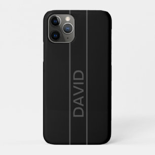 Capa Para iPhone 11 Pro Texto Personalizável Preto Moderno e Cinza Escur