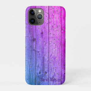 Capa Para iPhone 11 Pro Textura Legal de madeira roxa