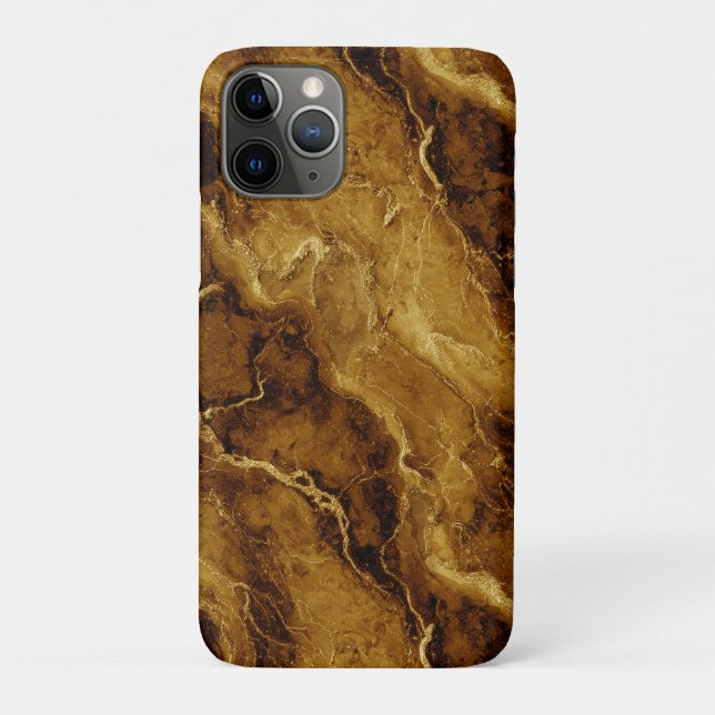 Capa Para iPhone 11 Pro Textura marmorense marrom ouro (Verso)