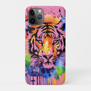 Capa Para iPhone 11 Pro Tigre cor-de-água engraçado