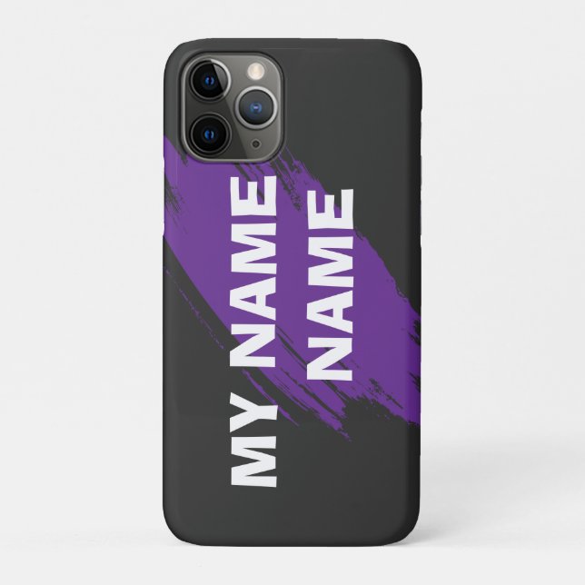 Capa Para iPhone 11 Pro Tinta roxa texto personalizado (Verso)