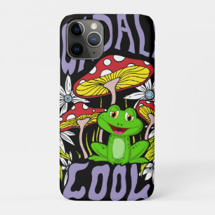 Capa Para iPhone 11 Pro Tipografia floral e sapo colorida Legal