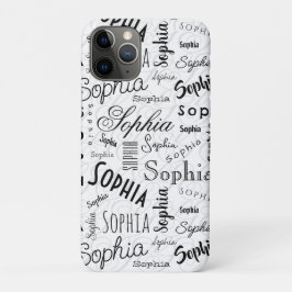 Capa Para iPhone 11 Pro Tipografia Sophia Preto Branco