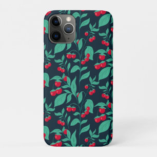 Capa Para iPhone 11 Pro Tomates de cereja em padrão nos arbustos