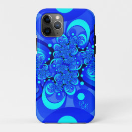 Capa Para iPhone 11 Pro Tons de Azul, Arte Fractal Abstrata Moderna Inicia