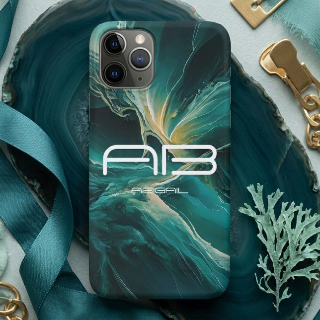 Capa Para iPhone 11 Pro Tons de Azul: Sonhos do Oceano Personalizáveis (Criador carregado)