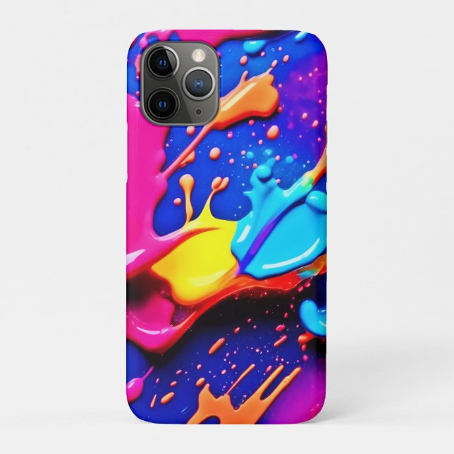 Capa Para iPhone 11 Pro Trabalho de arte de Splatter de Tinta Neon Vibrant (Verso)