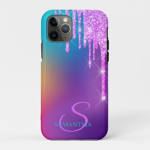 Capa Para iPhone 11 Pro Trendy Glitter Drives Ombre Holográfico