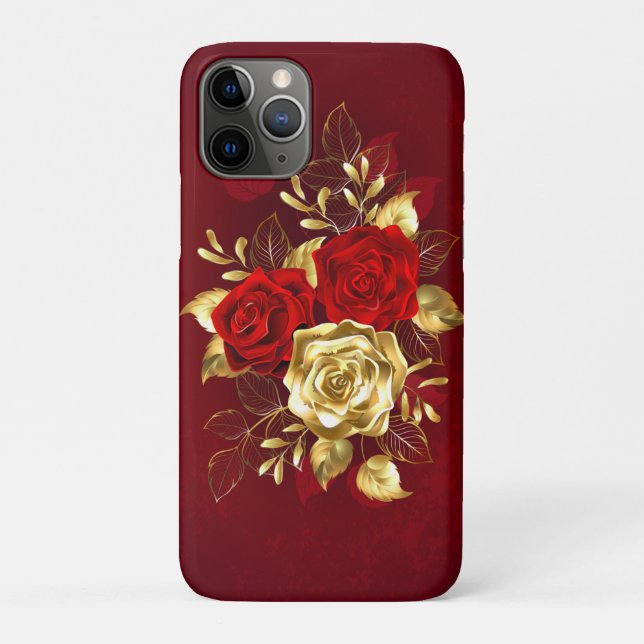 Capa Para iPhone 11 Pro Três Rosas de joalharia (Verso)