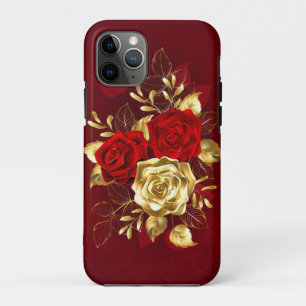 Capa Para iPhone 11 Pro Três Rosas de joalharia