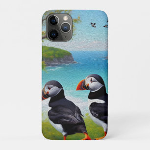 Capa Para iPhone 11 Pro Trio Costeiro: Três Papagaios-do-mar na Praia em Ó