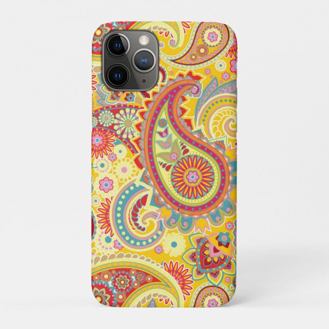 Capa Para iPhone 11 Pro Trippy Hippy Retro Paisley (Verso)