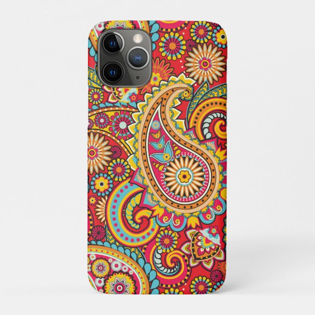Capa Para iPhone 11 Pro Trippy Hippy Retro Paisley (Verso)