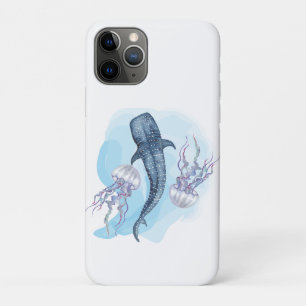 Capa Para iPhone 11 Pro Tubarão Baleia. Aquarela