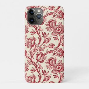 Capa Para iPhone 11 Pro Tulipas Vermelhas e Creme Toile - Decor Nacional F