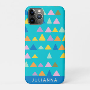 Capa Para iPhone 11 Pro Turquesa de Padrão de Triângulo Whimísico Personal