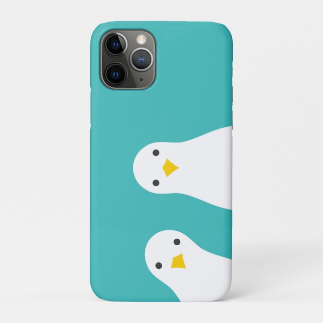 Capa Para iPhone 11 Pro Turquesa ilustrativa das gaivotas engraçadas (Verso)