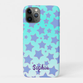 Capa Para iPhone 11 Pro Turquesa Ombre com design de estrela e personaliza