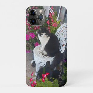 Capa Para iPhone 11 Pro Tuxedo Cat Flowers Bonito Gatos Gatos Cartão de An