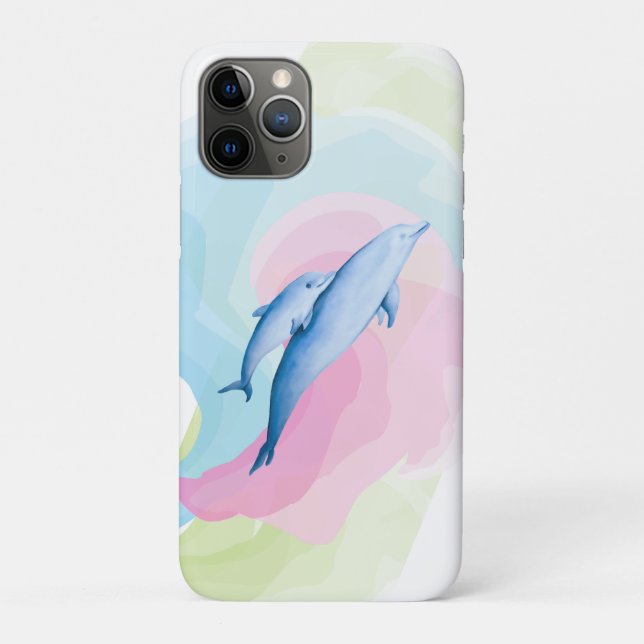 Capa Para iPhone 11 Pro Um mar incrível com golfinhos (Verso)