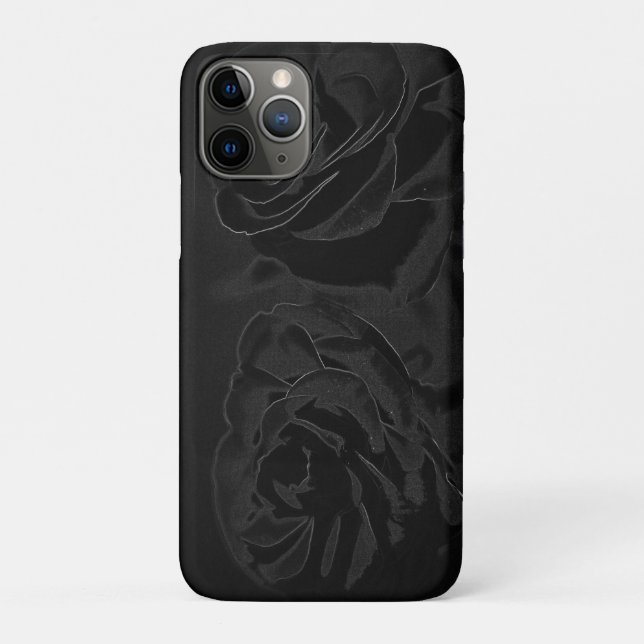 Capa Para iPhone 11 Pro Um par de rosas em preto (Verso)