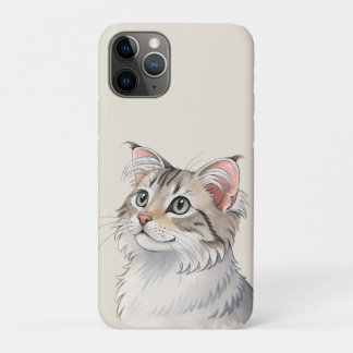 Capa Para iPhone 11 Pro Uma aquarela americana, gato