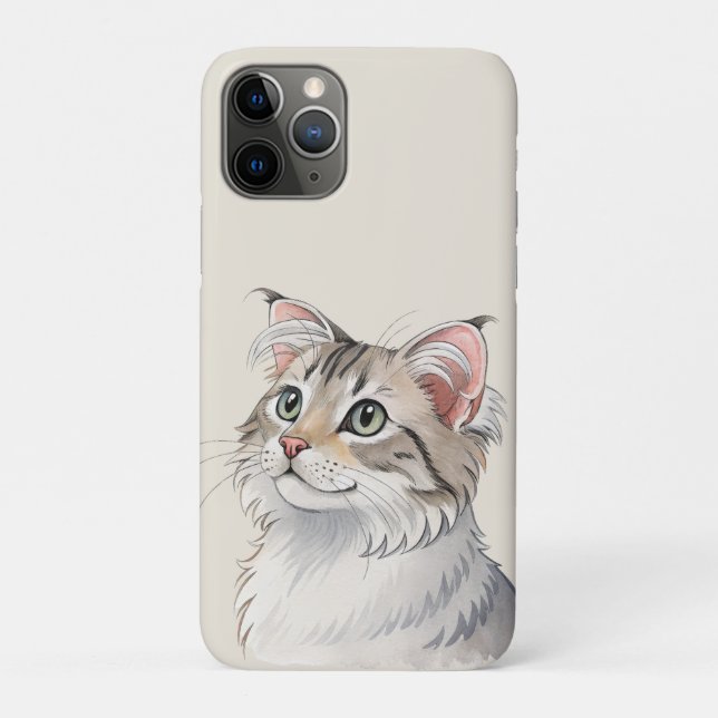 Capa Para iPhone 11 Pro Uma aquarela americana, gato (Verso)