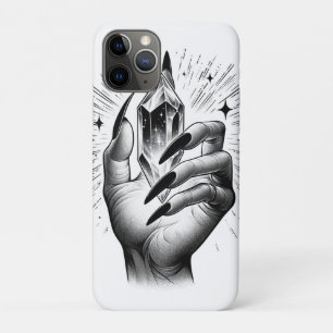 Capa Para iPhone 11 Pro Unhas Pretas Longas & Magia de Energia de Cristal