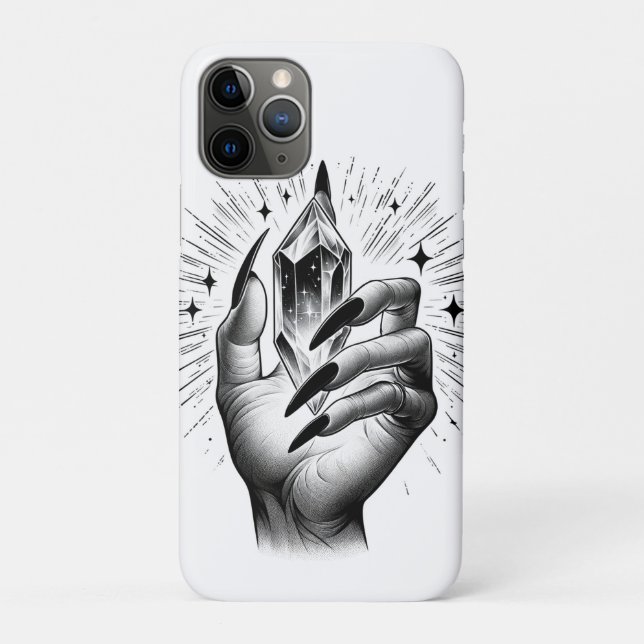Capa Para iPhone 11 Pro Unhas Pretas Longas & Magia de Energia de Cristal  (Verso)