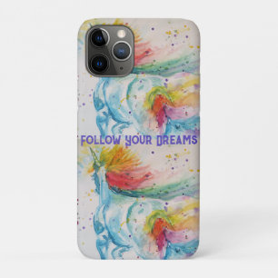 Capa Para iPhone 11 Pro Unicorn Watercolor Painting Rainbow Girls Dreams