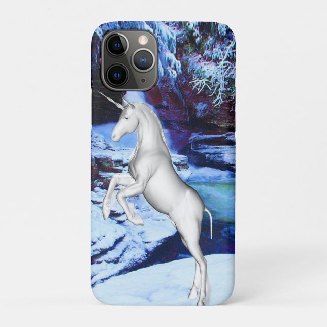 Capa Para iPhone 11 Pro Unicórnio na Neve (Verso)