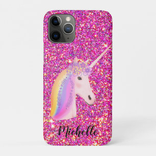 Capa Para iPhone 11 Pro Unicórnio Rainbow Dourado Glitter Sparkle Persona